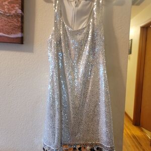 Sequin Silver Mini Dress